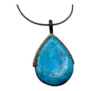 Sterling Silver Necklace Turquoise Teardrop Philippines Pendant & Italian Chain